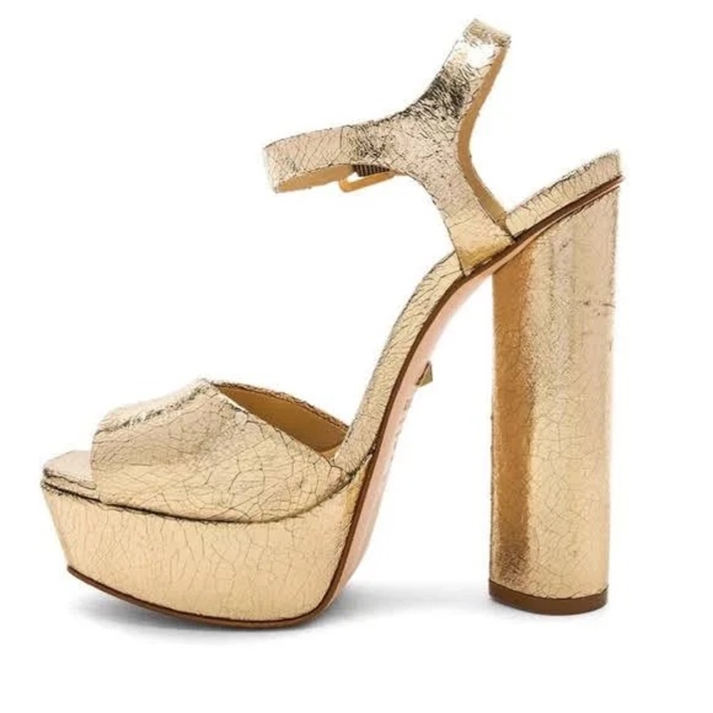 Schutz Jane Gold Metallic Platform Sandals - Sz. 10
